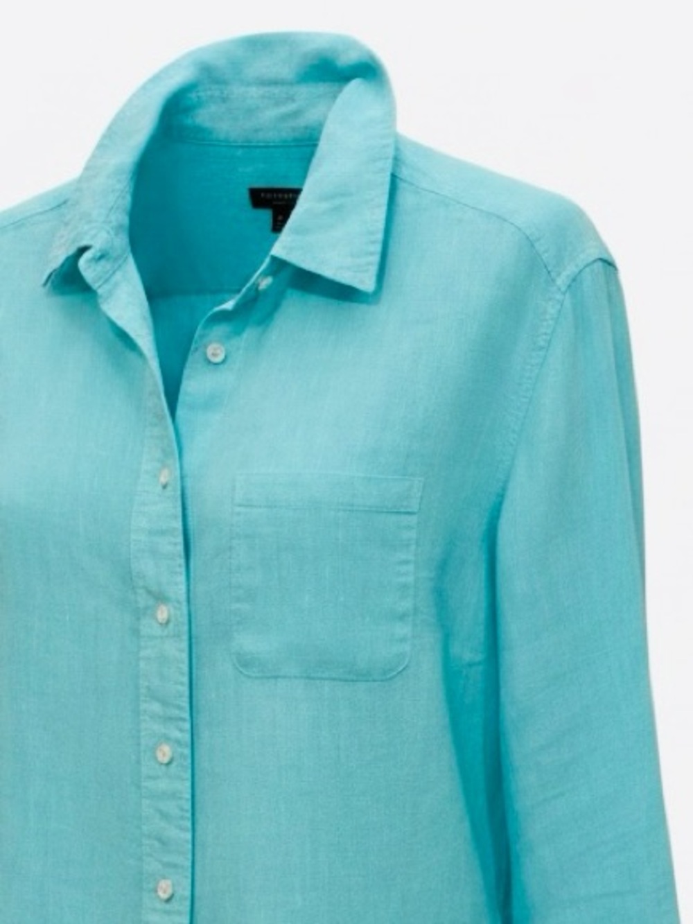 Talbots Linen Cross Dyed Modern Boxy-fit Long Sleeve Button Down Shirt - Picture 3 of 7